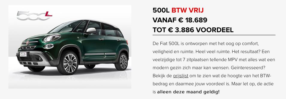 fiat 500L btw vrij