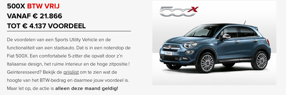 Fiat 500X btw vrij