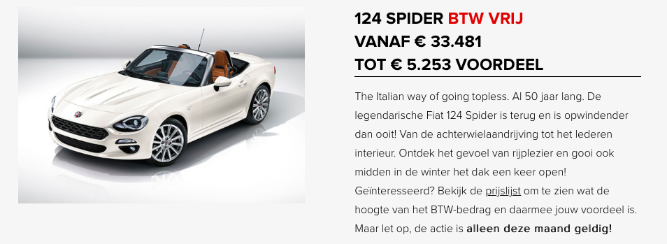 Fiat 124 spider btw vrij